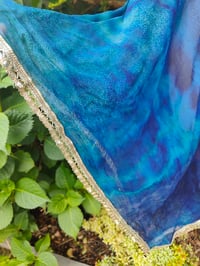 Image 12 of Poncho Woodstock Top -free size Blue purple see thru