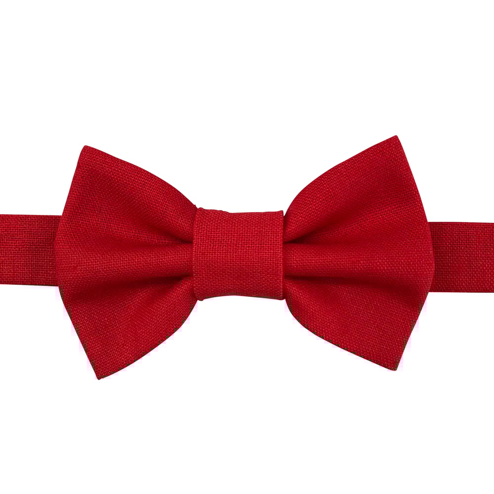 Image of red linen bow tie