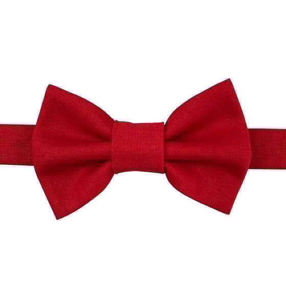 Image of red linen bow tie