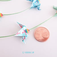 Image 2 of Guirlande origami 16 petites grues menthe et bleues