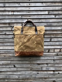 Image 3 of Waxed canvas tote bag - carry all - diaper bag - messenger bag COLLECTION UNISEX