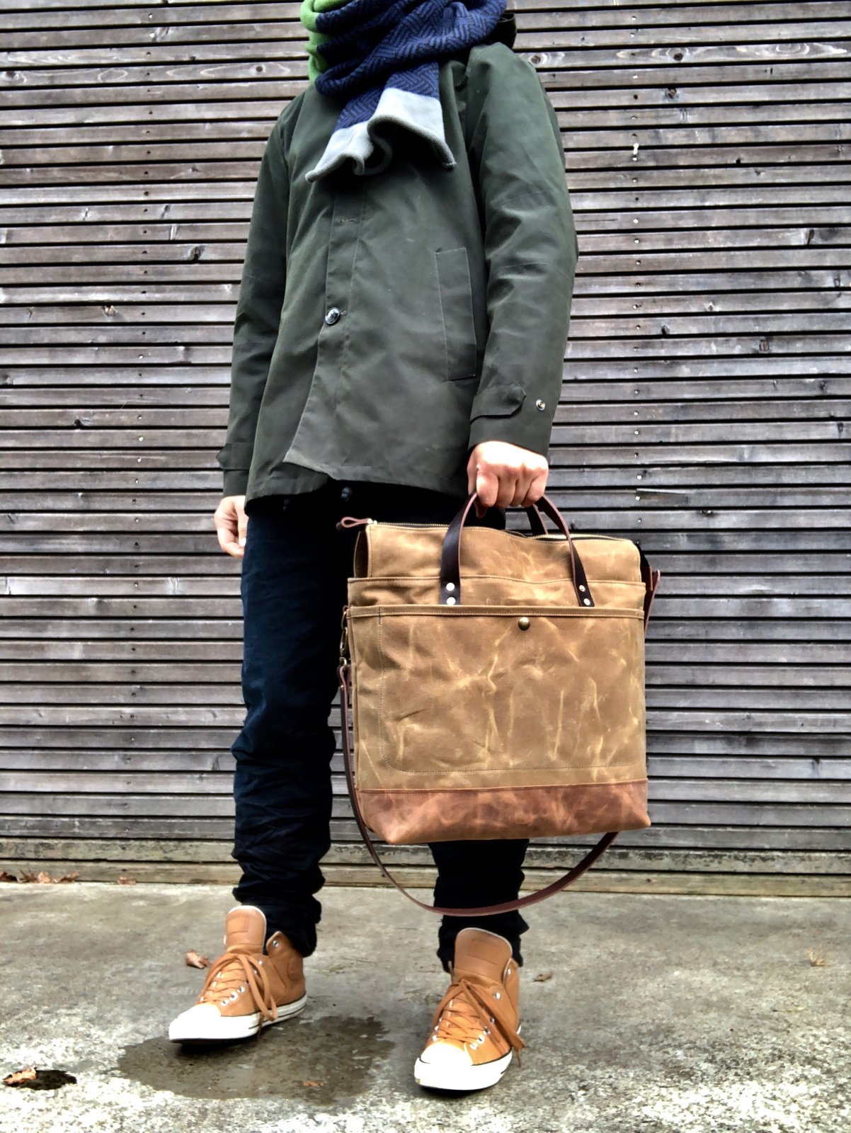 Image of Waxed canvas tote bag - carry all - diaper bag - messenger bag COLLECTION UNISEX