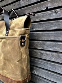 Image 5 of Waxed canvas tote bag - carry all - diaper bag - messenger bag COLLECTION UNISEX