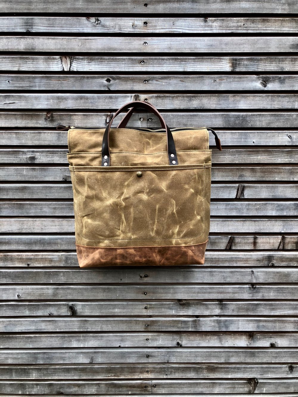 Image of Waxed canvas tote bag - carry all - diaper bag - messenger bag COLLECTION UNISEX