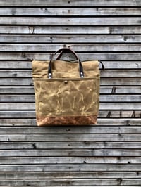Image 1 of Waxed canvas tote bag - carry all - diaper bag - messenger bag COLLECTION UNISEX