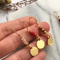 Golden Coin Earrings - glass crystal and gold plated