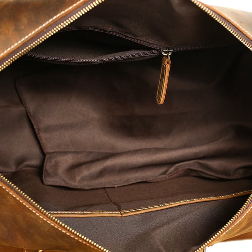 Image of Handmade Vintage Brown Leather Duffle Bag with Shoes Compartment, Travel Bag LJ1188