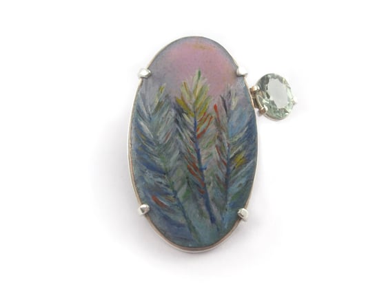 Image of Brooch Painted enamel Feathers