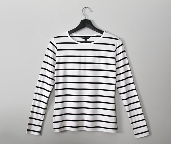 Image of Long-Sleeved Knit Top with Stripes