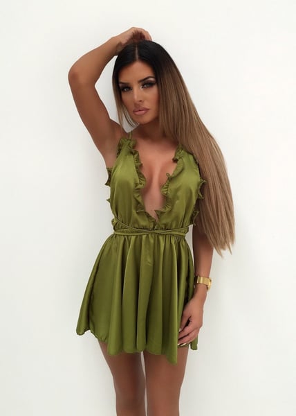Image of OLIVE Silk Backless Playsuit