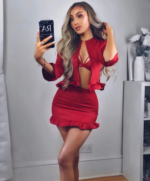 Image of Red Suede Co Ord Set