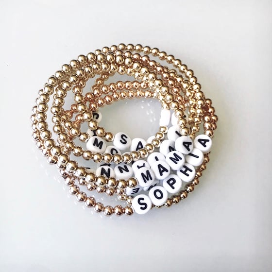 Image of Personalized Gold Bead Bracelet