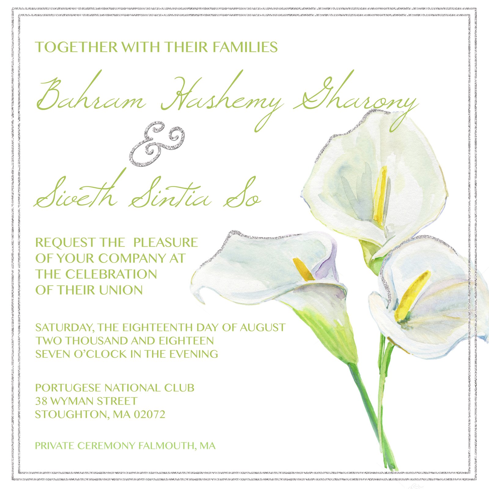 calla lily wedding invitations