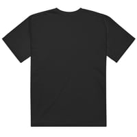 Image 2 of "Blue Stamp Flower Logo" Black T-Shirt