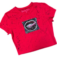 Image 3 of “PIERCED VAMP” Custom Hand Painted Baby Tee MEDIUM