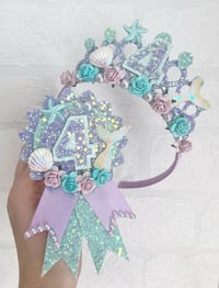 Image 2 of Mermaid birthday tiara crown lilac and aqua best seller