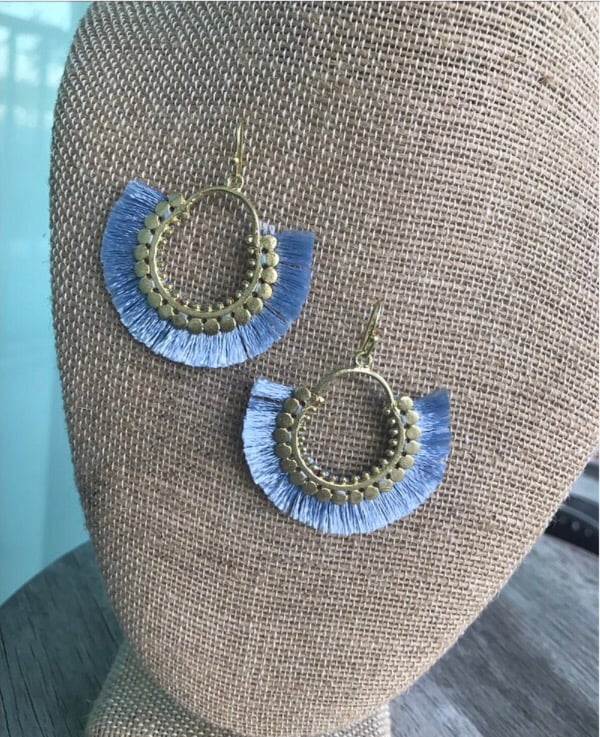 Image of Gorgeous blue tassel earrings