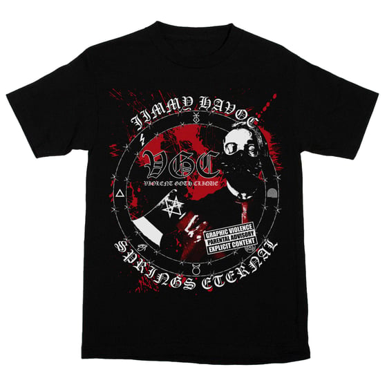 Image of JIMMY HAVOC x WICCA PHASE SPRINGS ETERNAL | "VIOLENT DAYS/RESTLESS NIGHTS" T-SHIRT (PREORDER)