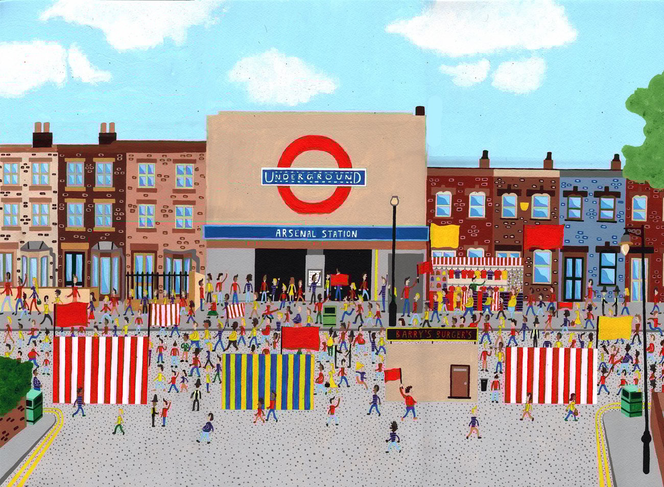 Arsenal Tube Station on Match Day Mohan Ballard Illustrations