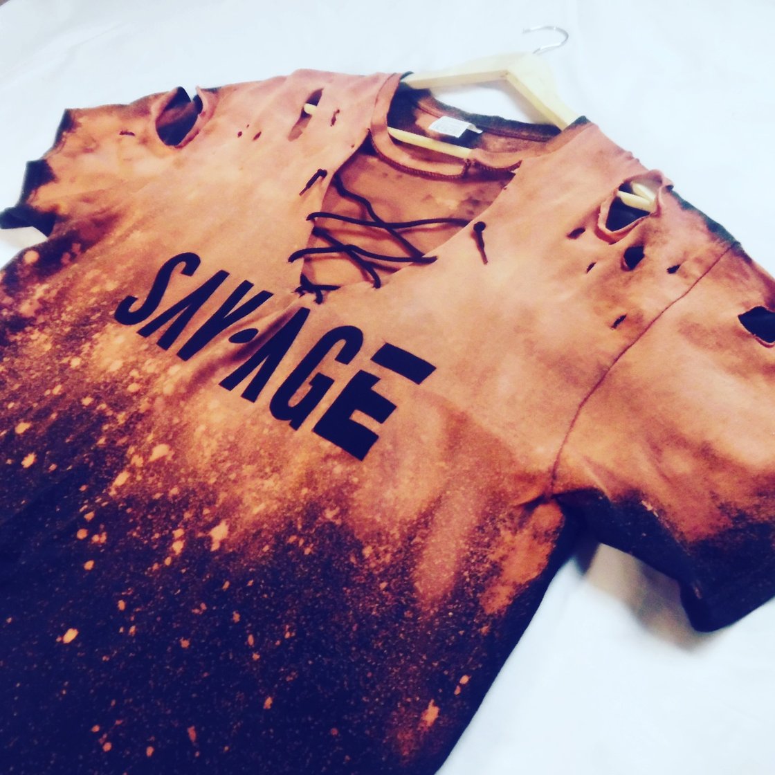 Image of FEMALE SAVAGE BLEACHED DISTRESS TEE