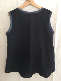 Image 2 of black linen tank with silk bands