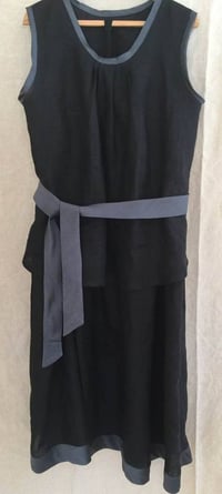 Image 4 of black linen tank with silk bands