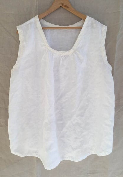 Image of white linen tank with silk bands