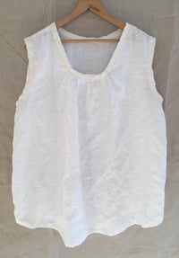 Image 1 of white linen tank with silk bands