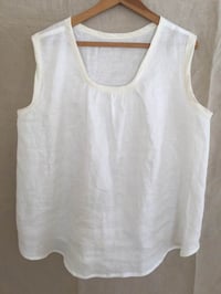 Image 3 of white linen tank with silk bands