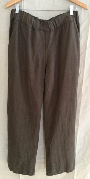 Image of brown linen trousers