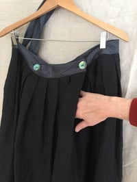 Image 3 of long black linen pleated skirt with silk bands