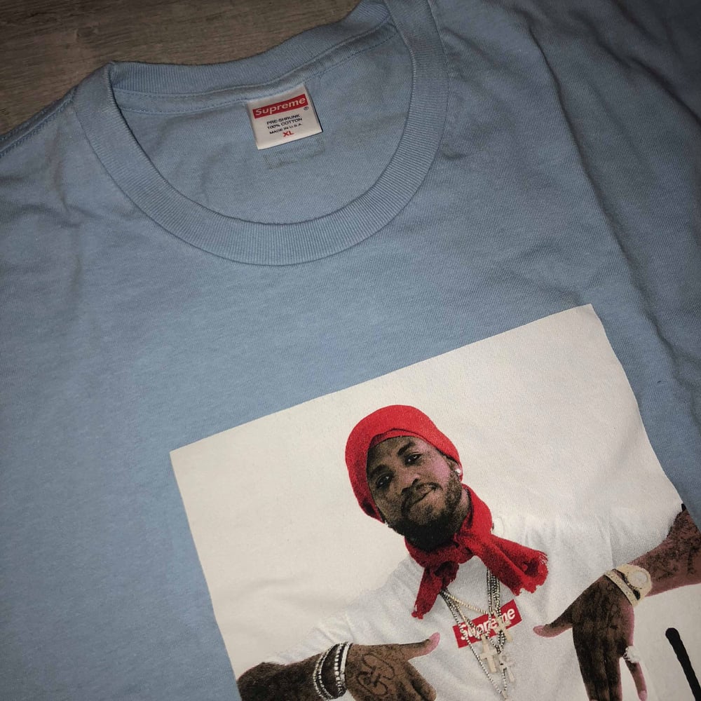 Image of Supreme Gucci Mane Tee Baby Blue - Size XLarge - DS