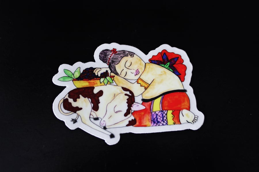 Image of Sleepy Buddha and Calf - sticker