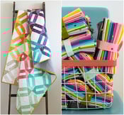 Image of 6 inch Ombre Confetti Metallic fabric bundle with Ombre Weave PDF