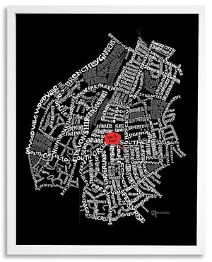 Image of Forest Hill & Honor Oak Park SE23 - SE London Type Map - Black