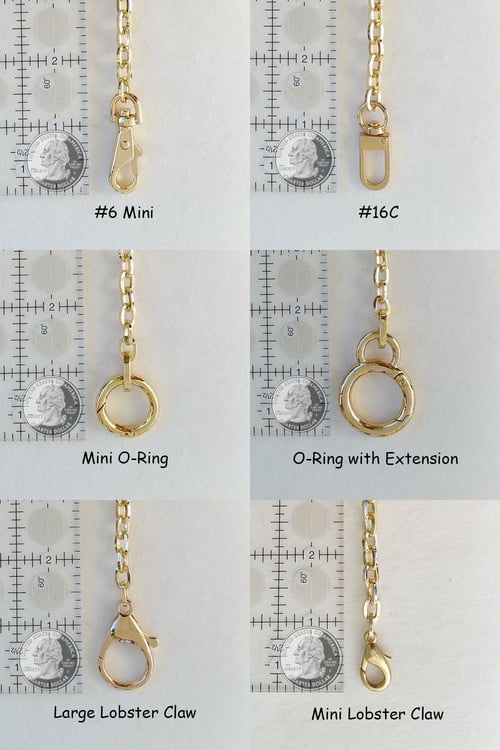Image of GOLD Chain Strap - Mini Elongated Box Chain - 1/4" (7mm) Wide - Choice of Length & Hooks/Clasps