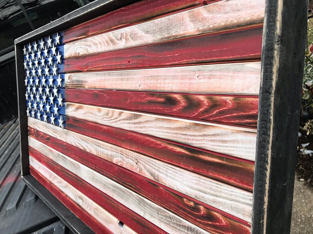 Image of Medium American Flag Rustic or Burned Finish