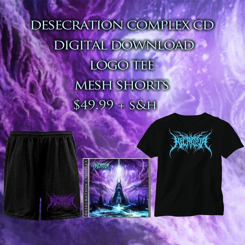 Image of Desecration Complex CD + Digital Download + Logo Tee + Mesh Shorts