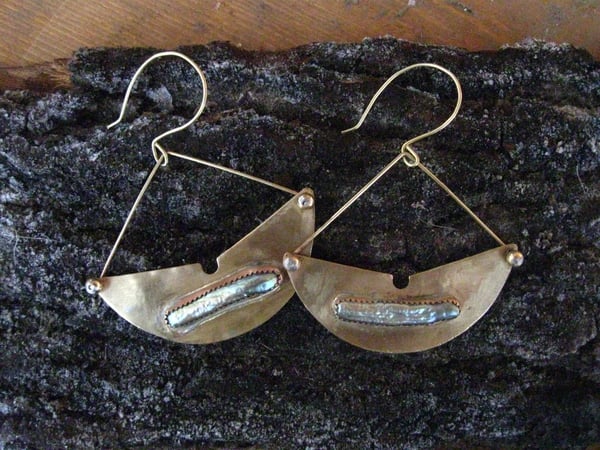 Image of Half Moon Abalone Earrings