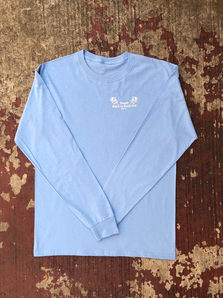 Image of Black Is Beautiful Spring LS Tee Blue/White