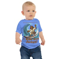 Image 3 of I Ride With Jesus Surfing Baby Jersey Short Sleeve Tee