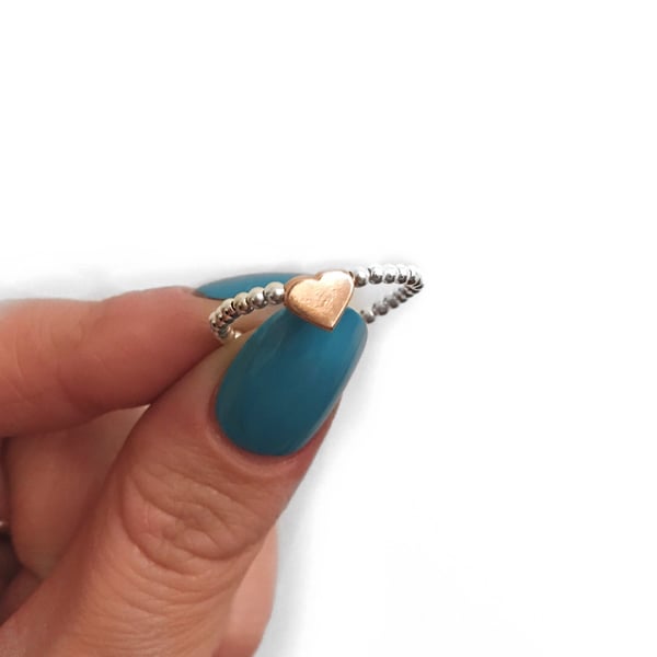 Image of Sterling silver & rose gold heart ring
