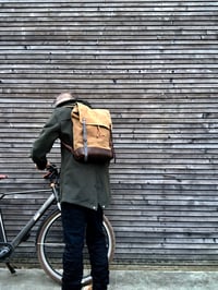 Image 5 of Waxed canvas backpack / rucksack with folded top and waxed canvas flap