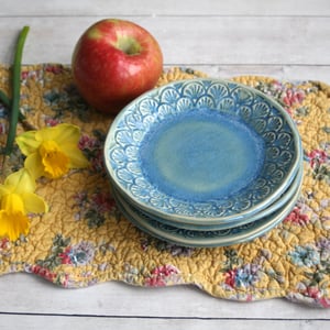 Image of Dessert Dishes in Sea Glass Blue Glaze Handcrafted Dinnerware Made in USA