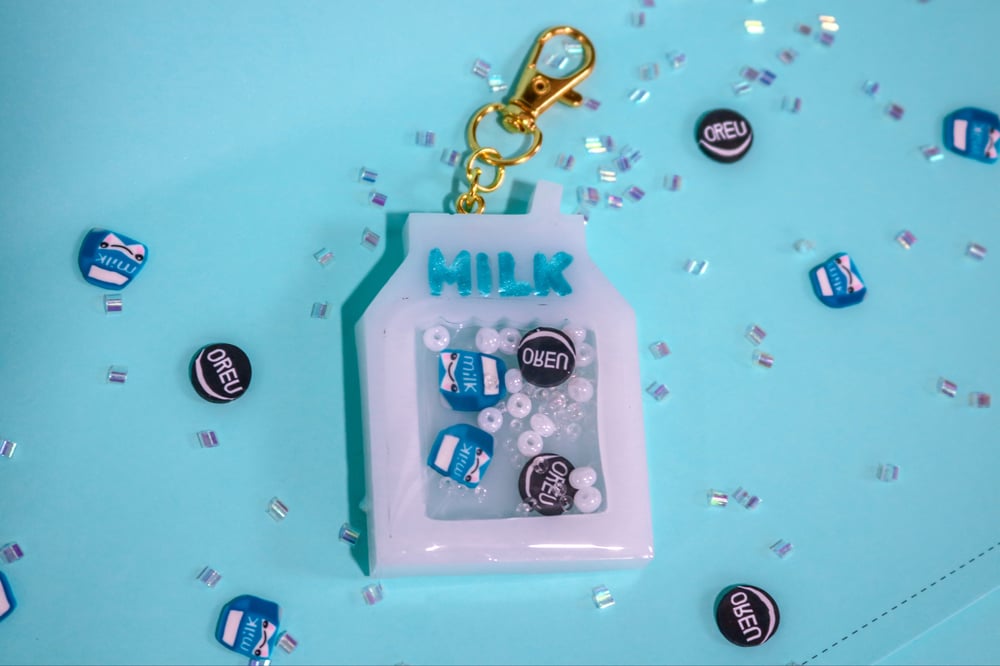 Image of Milk Carton Resin Shaker Keychain