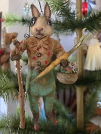 Image 1 of German Style Spun Cotton Rabbit ornament "Otto"