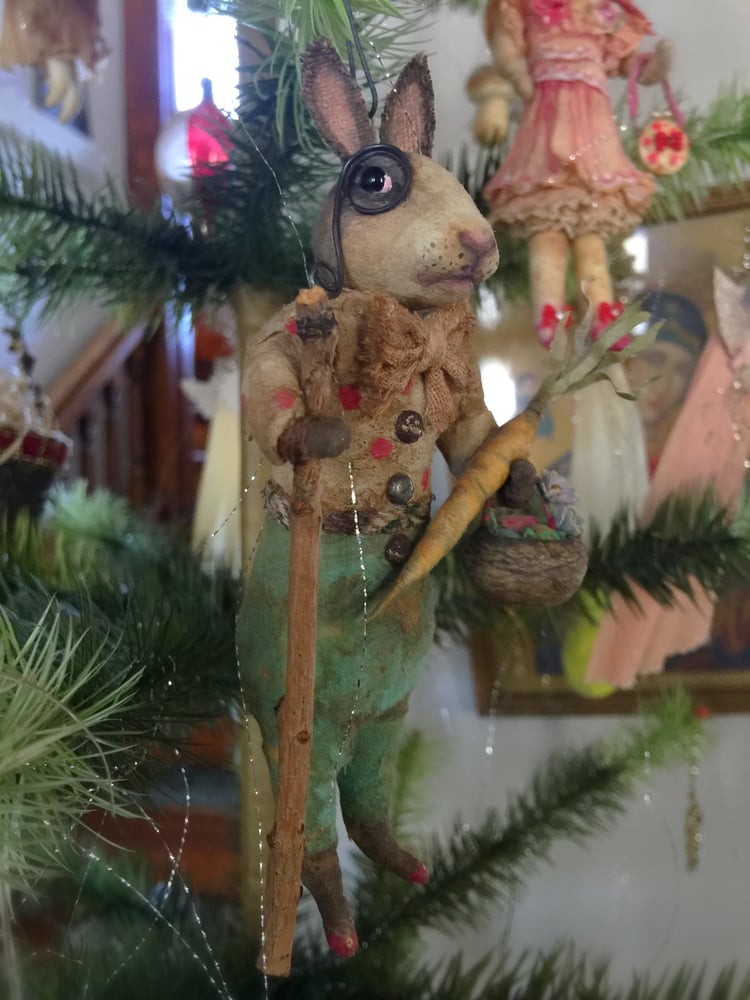 Image of German Style Spun Cotton Rabbit ornament "Otto"