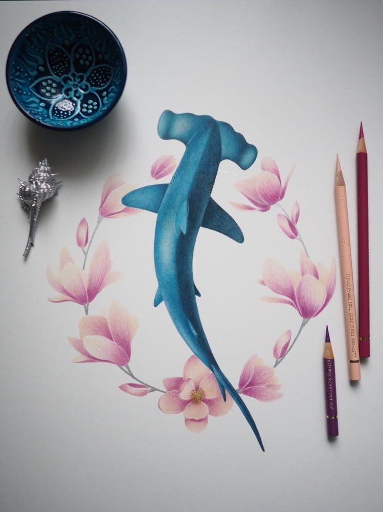Image of Special Edition - Hammerhead Blossom - 2018 Edition Hand Painted Matte Heavyweight Fine Art Print