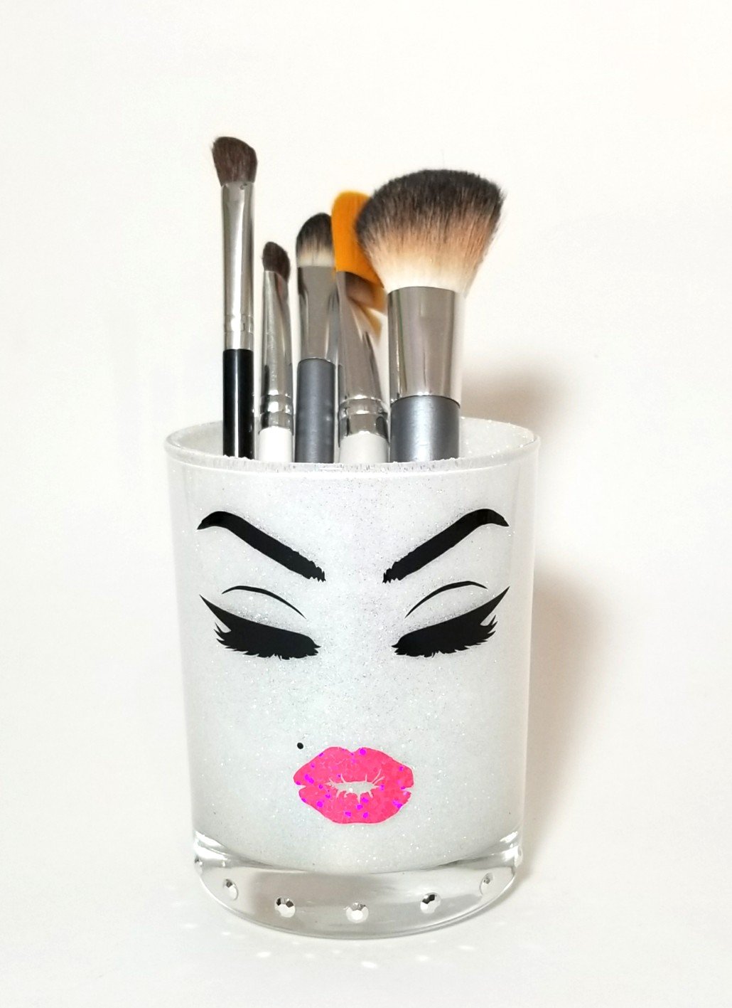 Glitter makeup brush holder cup