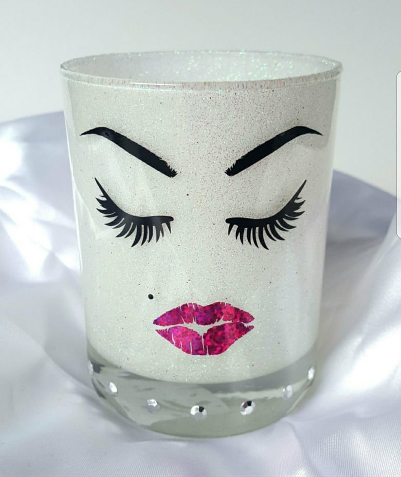 Image of White glitter makeup brush holder cup